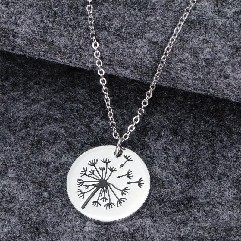 Wholesale Titanium Steel Mother Daughter Necklace Set Dandelion Necklace