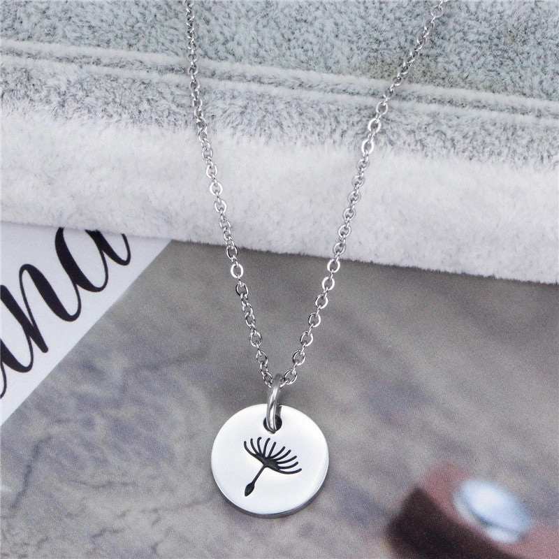 Wholesale Titanium Steel Mother Daughter Necklace Set Dandelion Necklace
