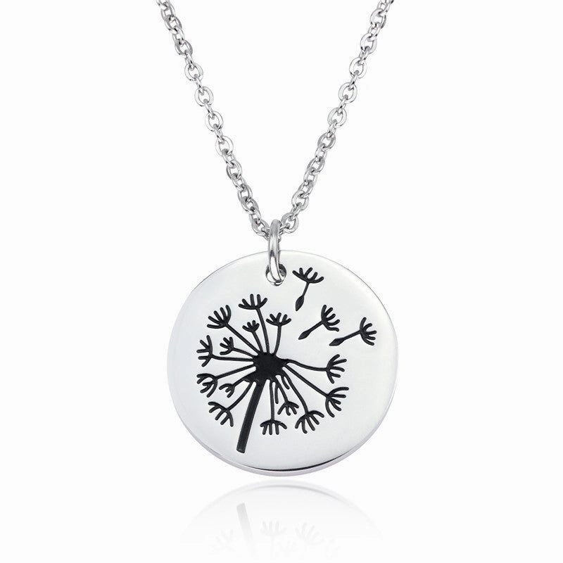 Wholesale Titanium Steel Mother Daughter Necklace Set Dandelion Necklace