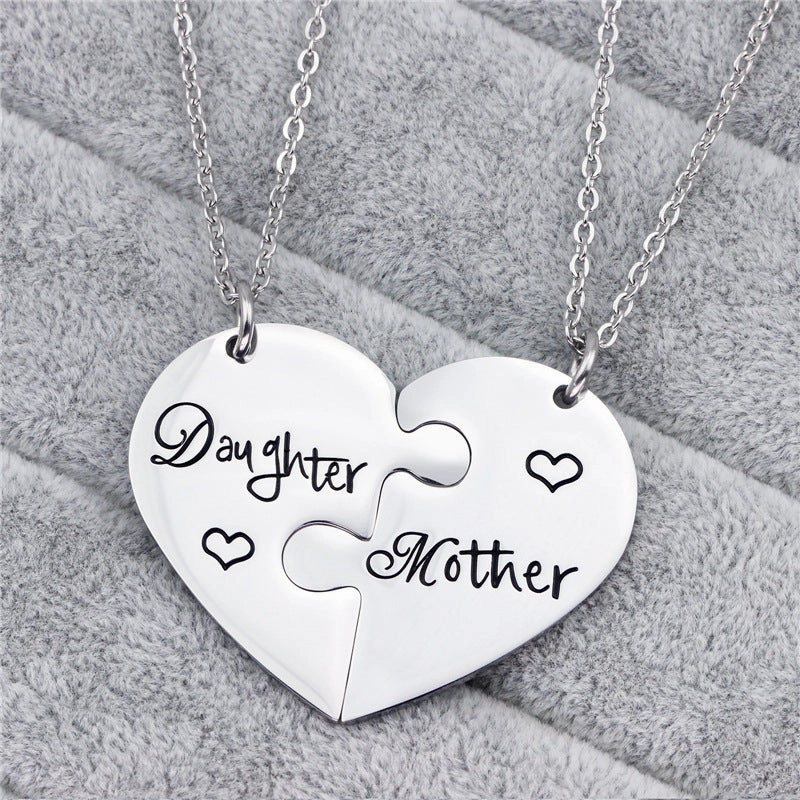 Wholesale Titanium Steel Mother's Day Gift "Mom, Daughter" Necklace