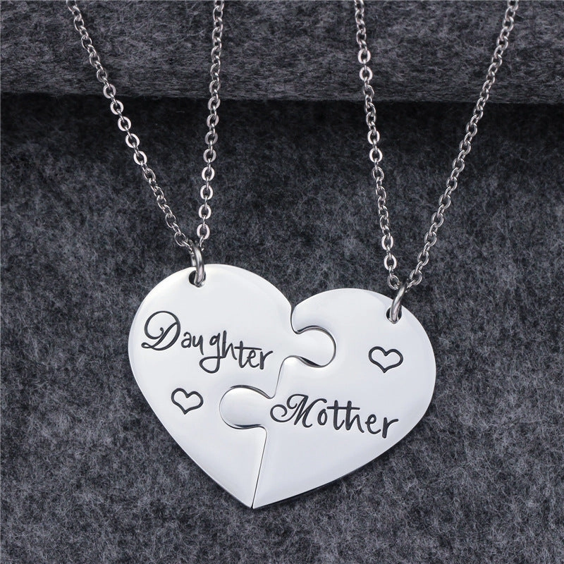Wholesale Titanium Steel Mother's Day Gift "Mom, Daughter" Necklace