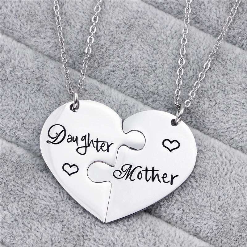 Wholesale Titanium Steel Mother's Day Gift "Mom, Daughter" Necklace