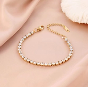 Wholesale Titanium Steel Multi-row Diamond Micro-paved Zirconia Bracelet