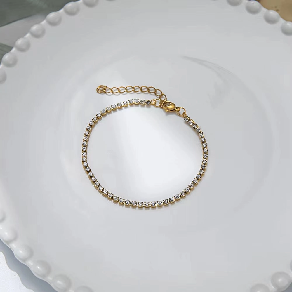 Wholesale Titanium Steel Multi-row Diamond Micro-paved Zirconia Bracelet