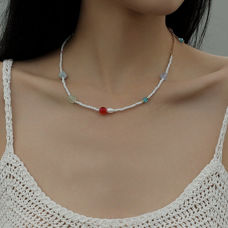 Wholesale Titanium Steel Natural Stone Pearl Necklaces