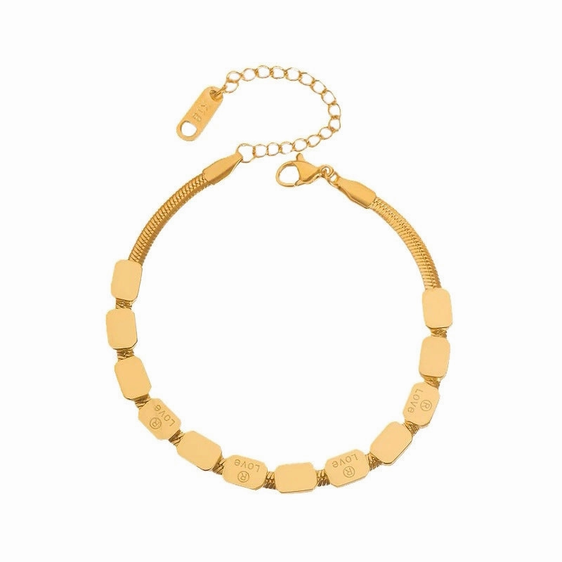 Wholesale Titanium steel non-fading retro LOVE square snake bone bracelet for women