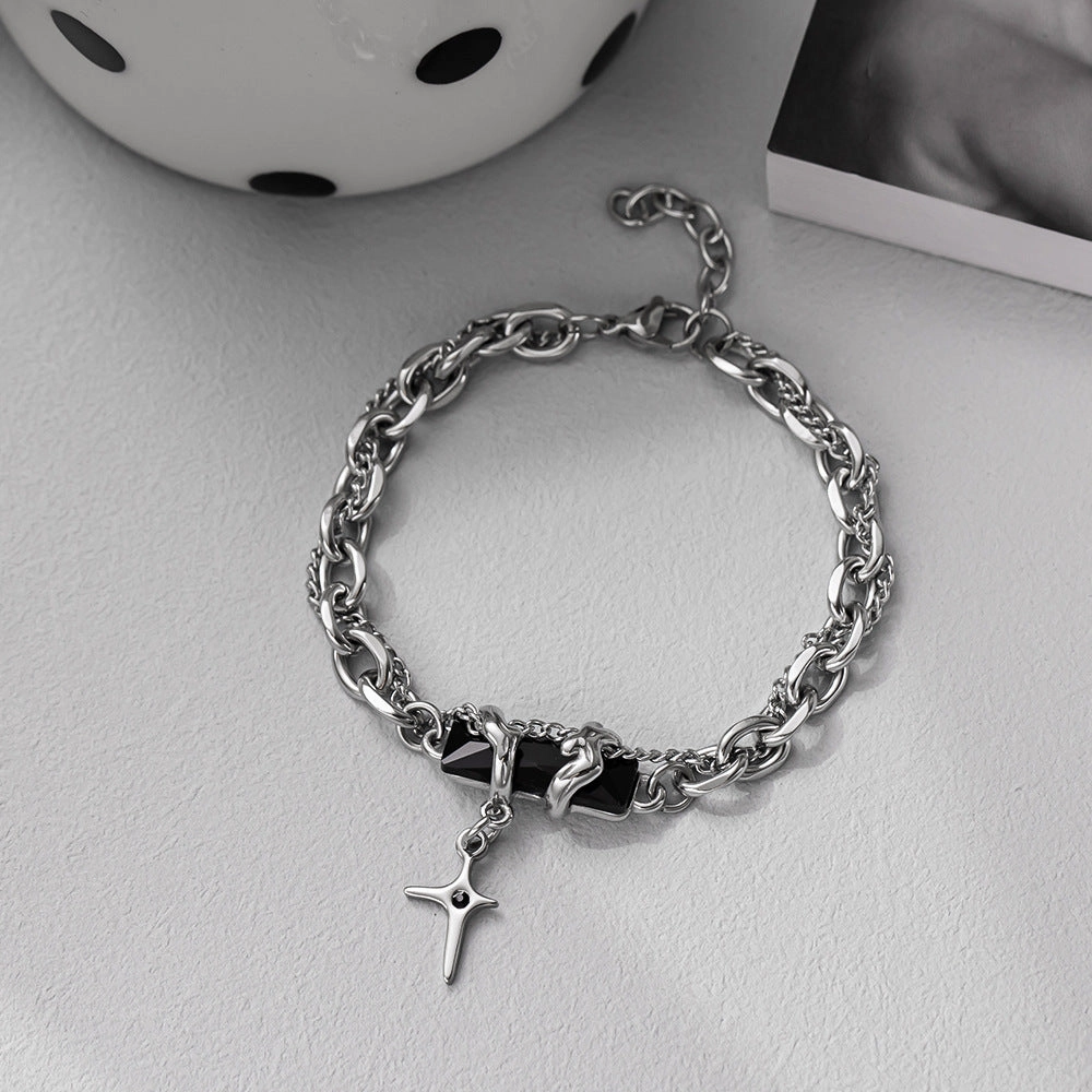 Wholesale Titanium Steel Non-fading Trendy Hip-hop Cuban Chain Bracelet