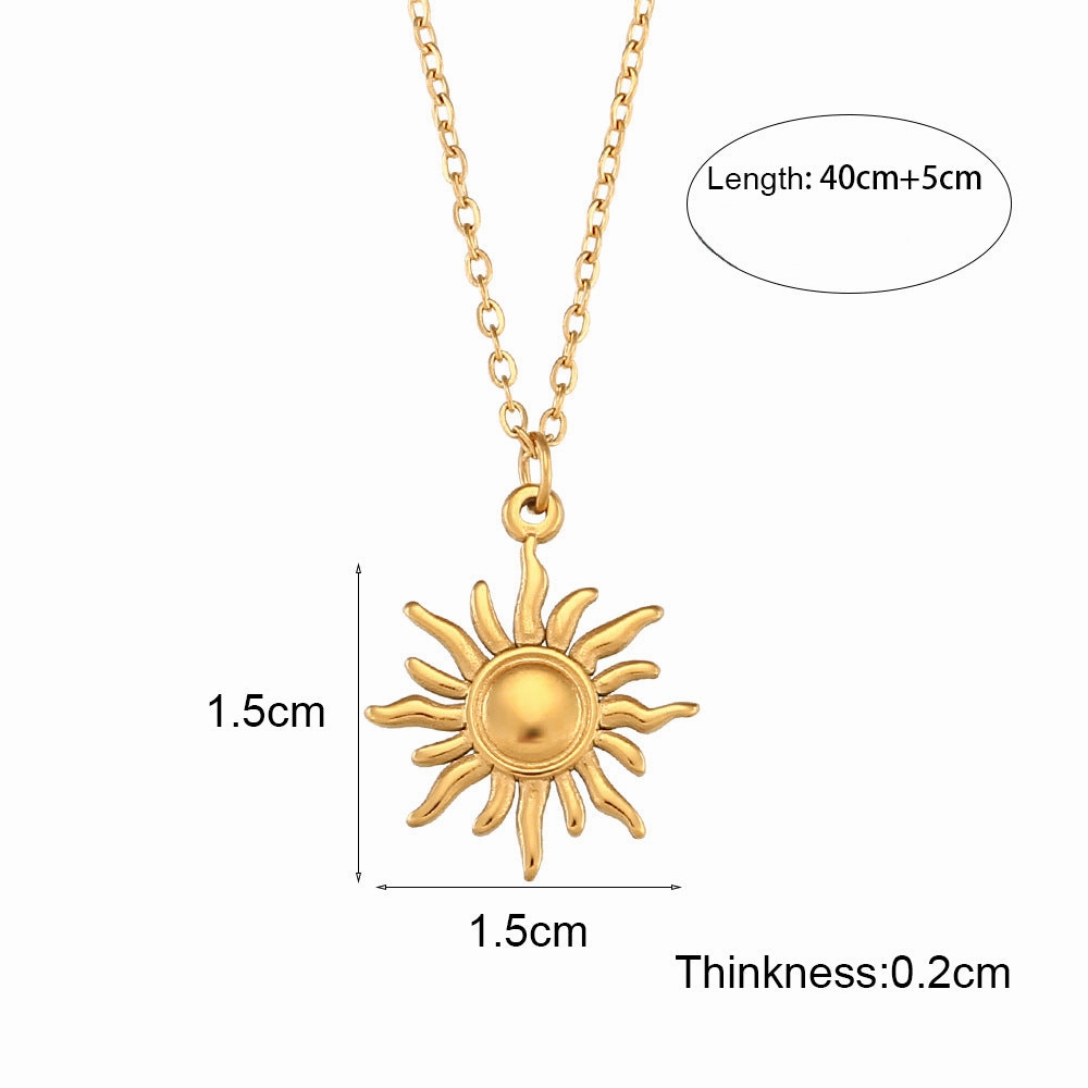 Wholesale Titanium Steel O-shaped Chain Sun Moon Star Pendant Necklace