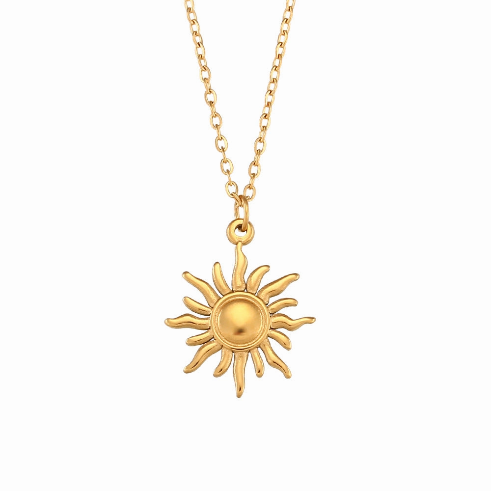 Wholesale Titanium Steel O-shaped Chain Sun Moon Star Pendant Necklace