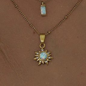 Wholesale Titanium Steel Opal Abstract Sun Pendant