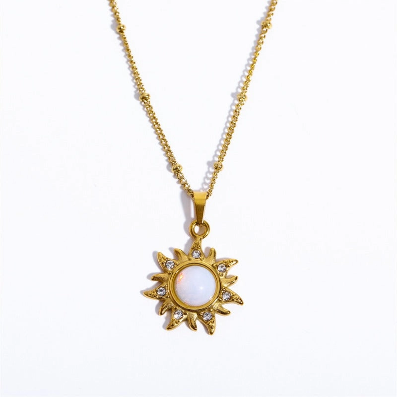 Wholesale Titanium Steel Opal Abstract Sun Pendant