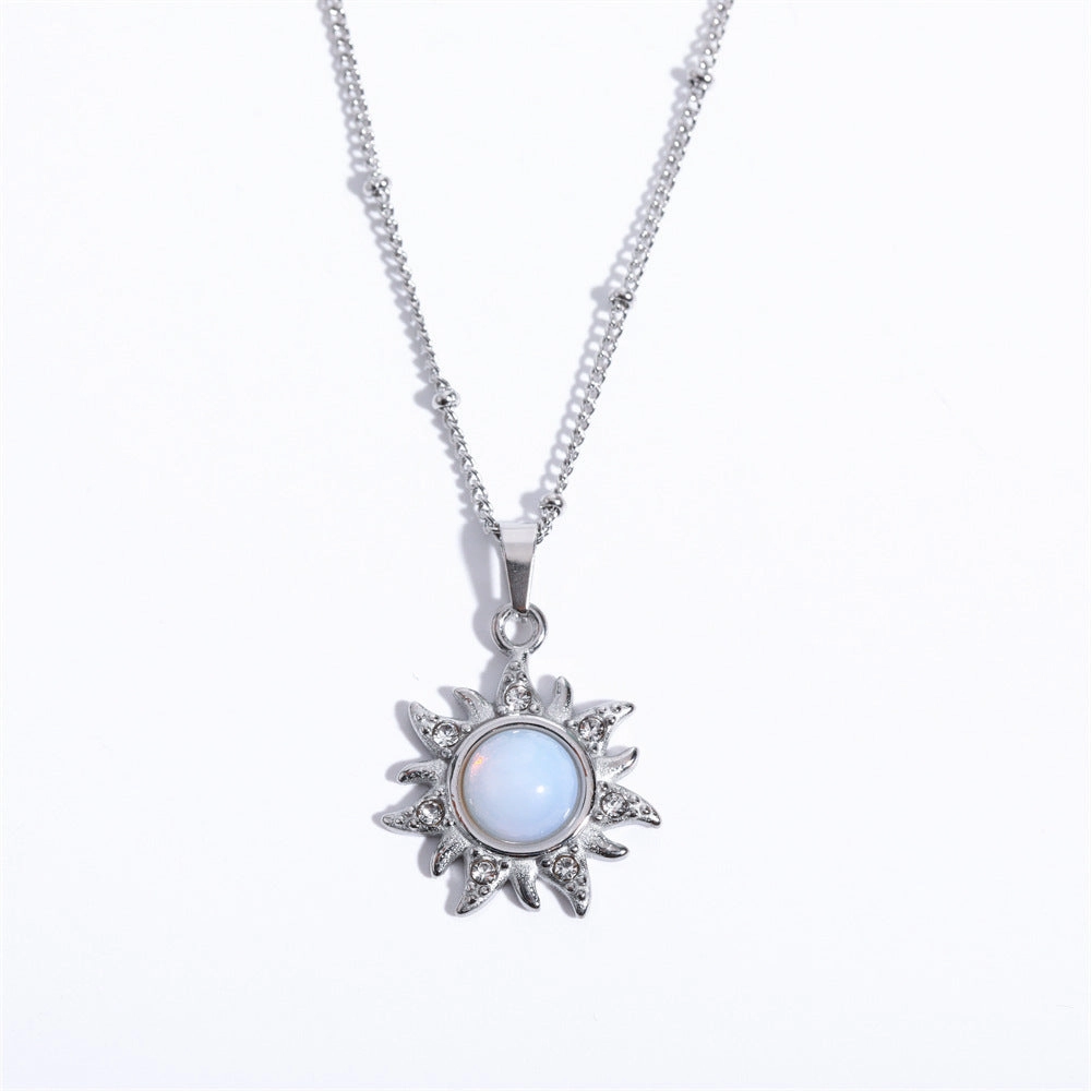 Wholesale Titanium Steel Opal Abstract Sun Pendant