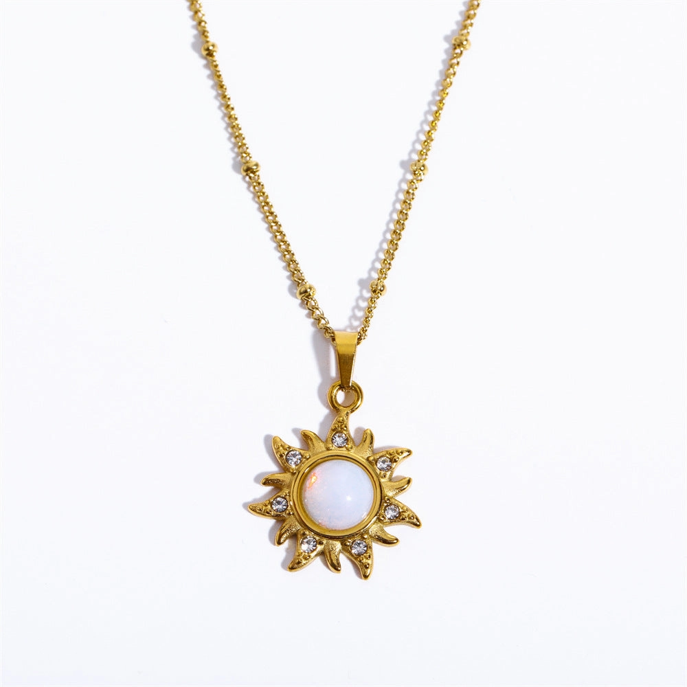 Wholesale Titanium Steel Opal Abstract Sun Pendant