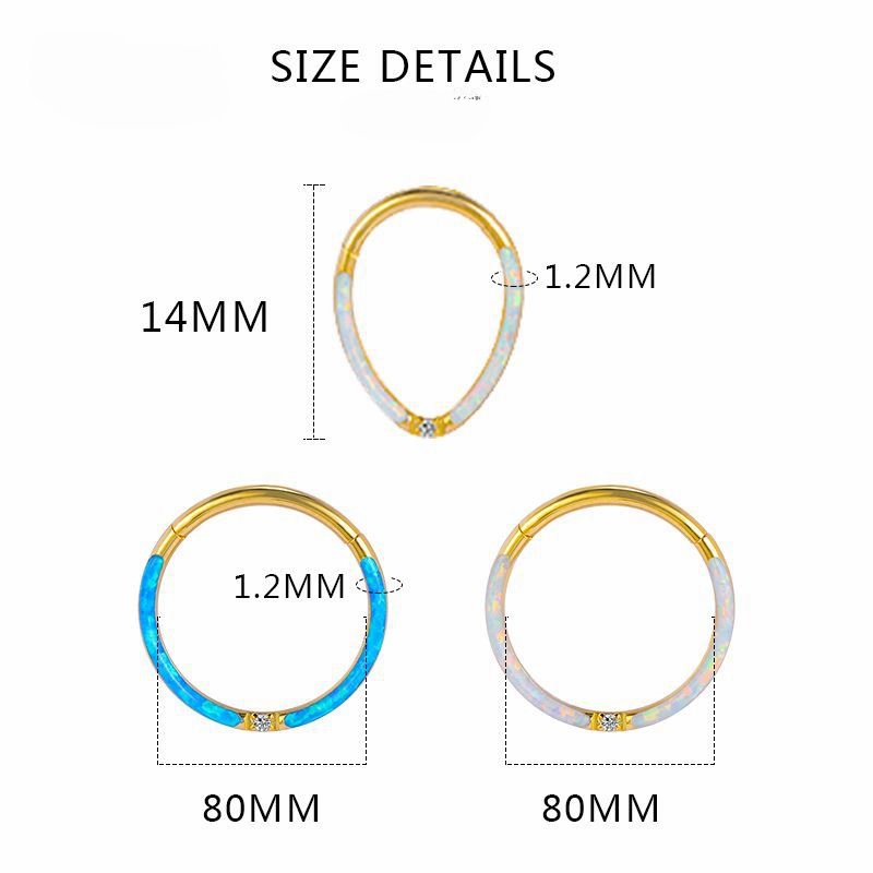Wholesale Titanium Steel Opal Piercing Earrings