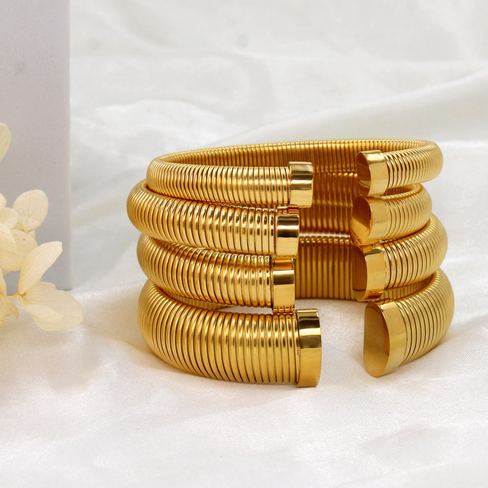 Wholesale Titanium Steel Open Fashion Versatile Gold Plated Bracelet