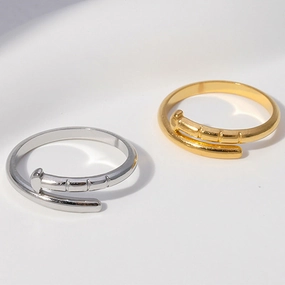 Wholesale Titanium Steel Open Stainless Steel Nails Adjustable Simple Ring