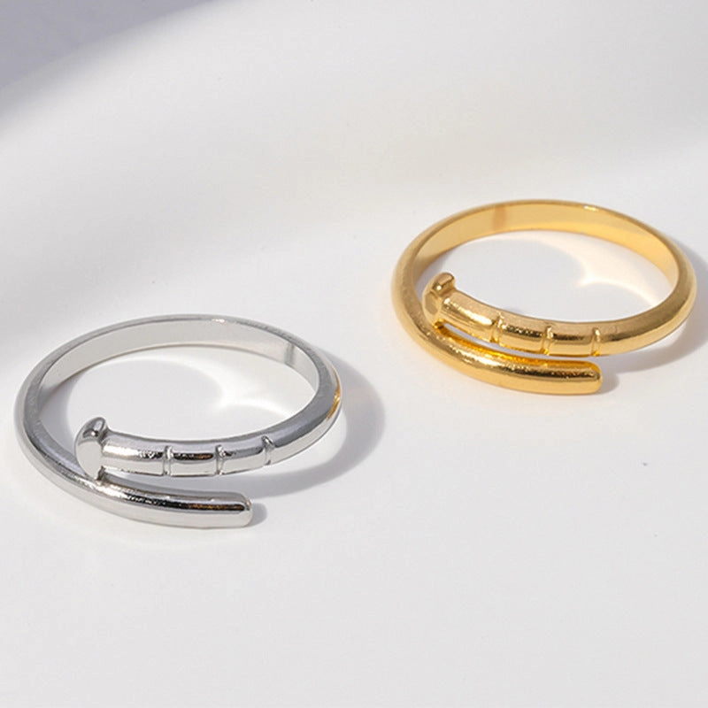 Wholesale Titanium Steel Open Stainless Steel Nails Adjustable Simple Ring
