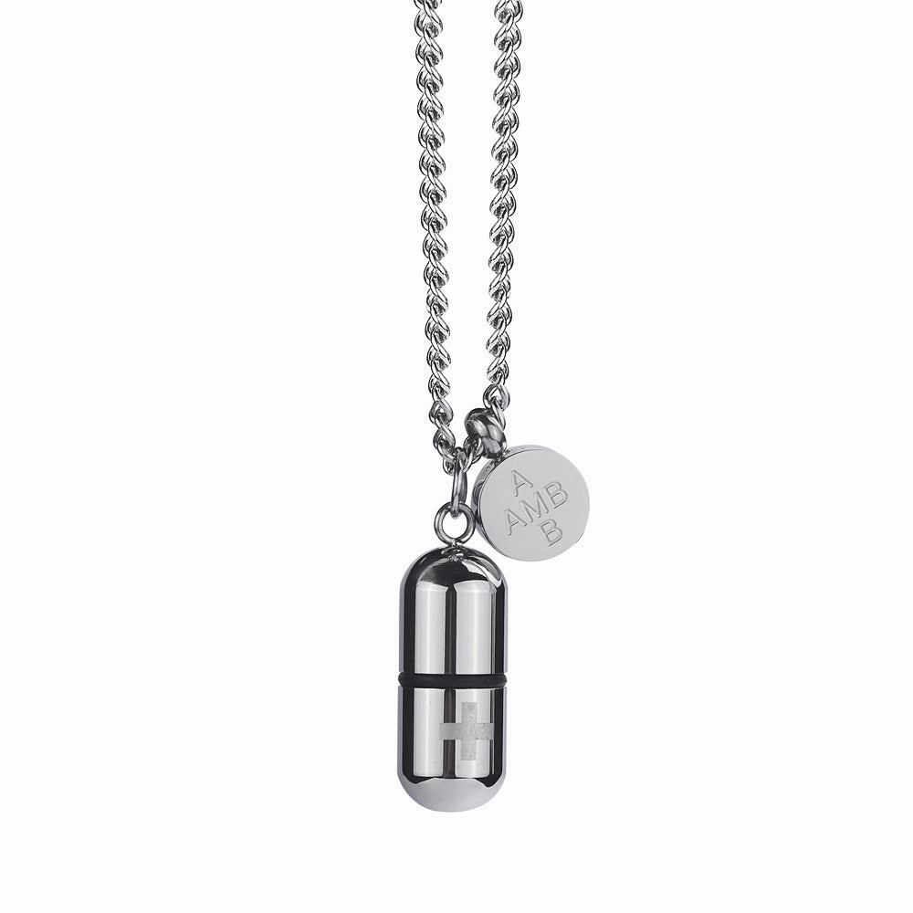 Wholesale Titanium Steel Openable Color Capsule Pendant Necklace