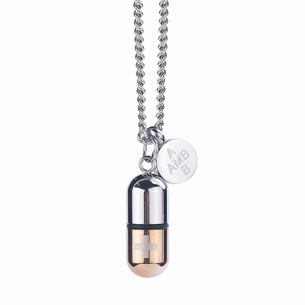 Wholesale Titanium Steel Openable Color Capsule Pendant Necklace