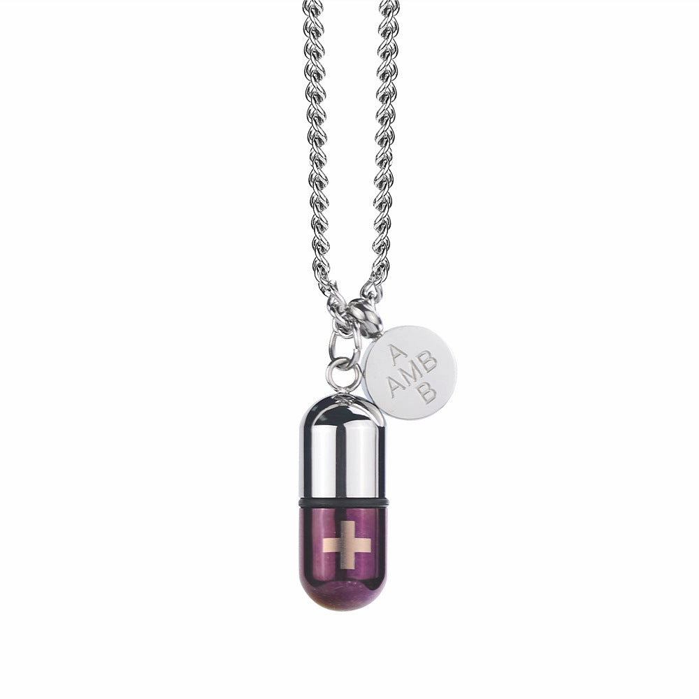 Wholesale Titanium Steel Openable Color Capsule Pendant Necklace