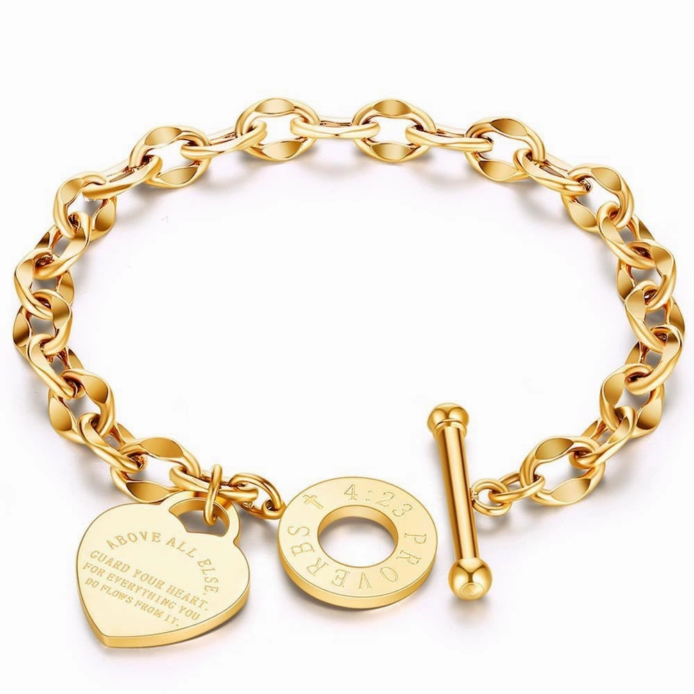 Wholesale Titanium Steel OT Buckle Love Stainless Steel Heart Bracelet