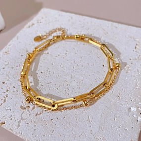 Wholesale Titanium Steel Paper Clip Ball Double Layer Bracelet