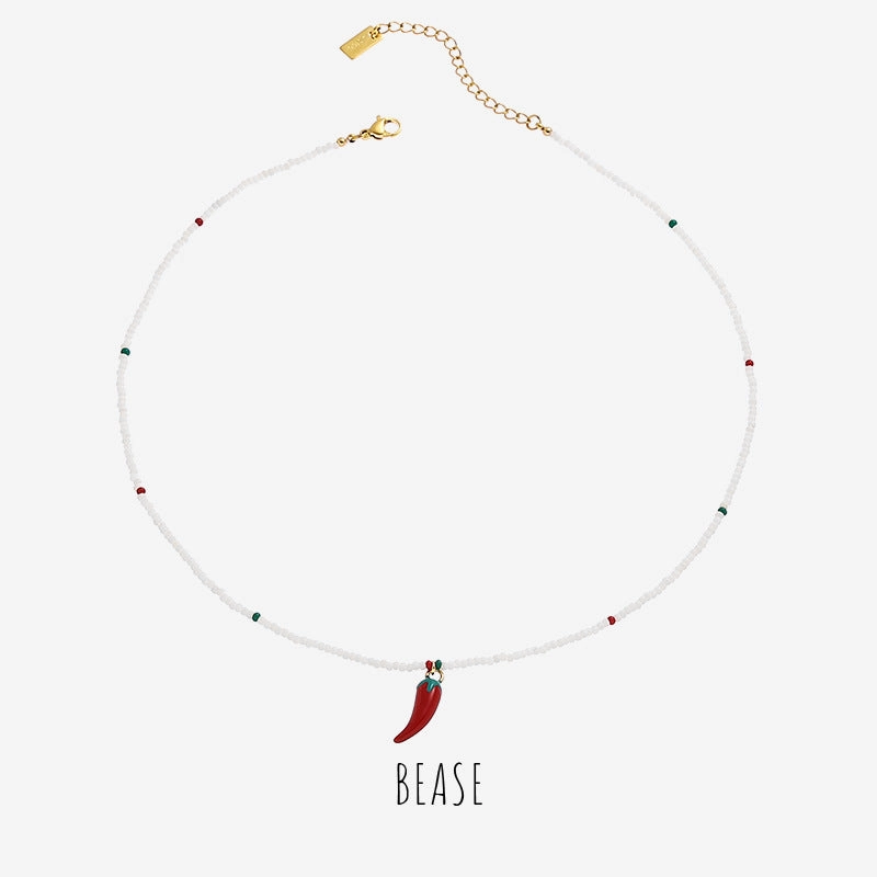 Wholesale Titanium Steel Pepper Cactus Necklaces