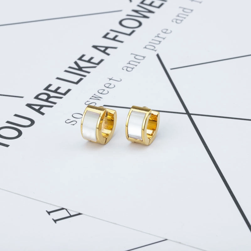 Wholesale Titanium Steel Pure Natural White Shell Earrings