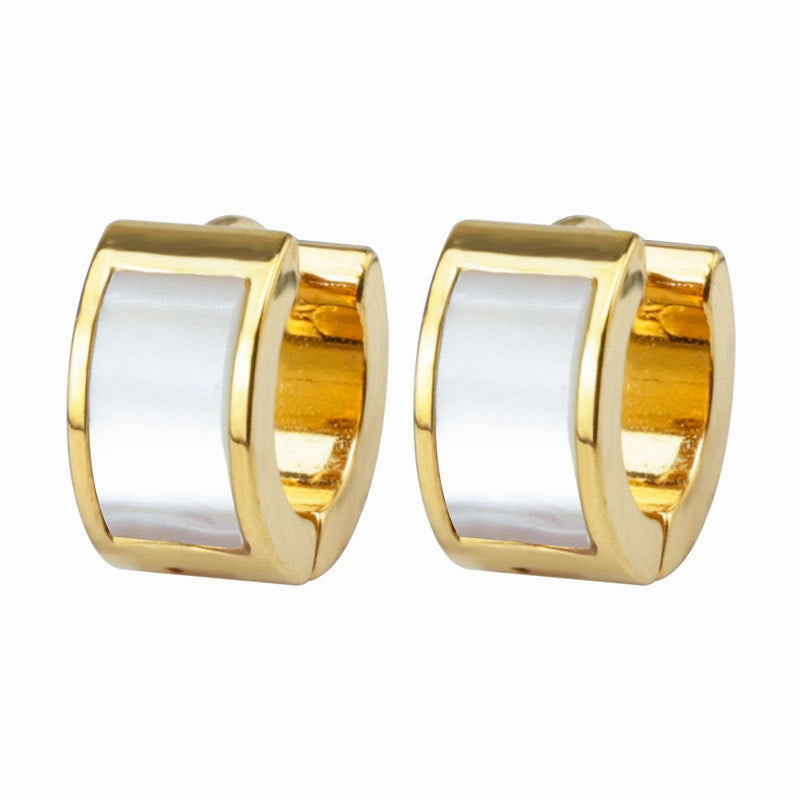 Wholesale Titanium Steel Pure Natural White Shell Earrings