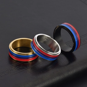 Wholesale Titanium Steel Rainbow Gay Rotatable Ring