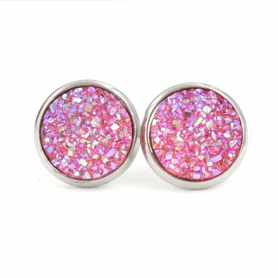 Wholesale Titanium Steel Resin Cluster Colorful Diamond Gypsophila Star Stud Earrings