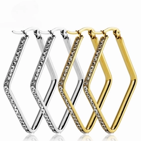 Wholesale titanium steel rhombus earrings