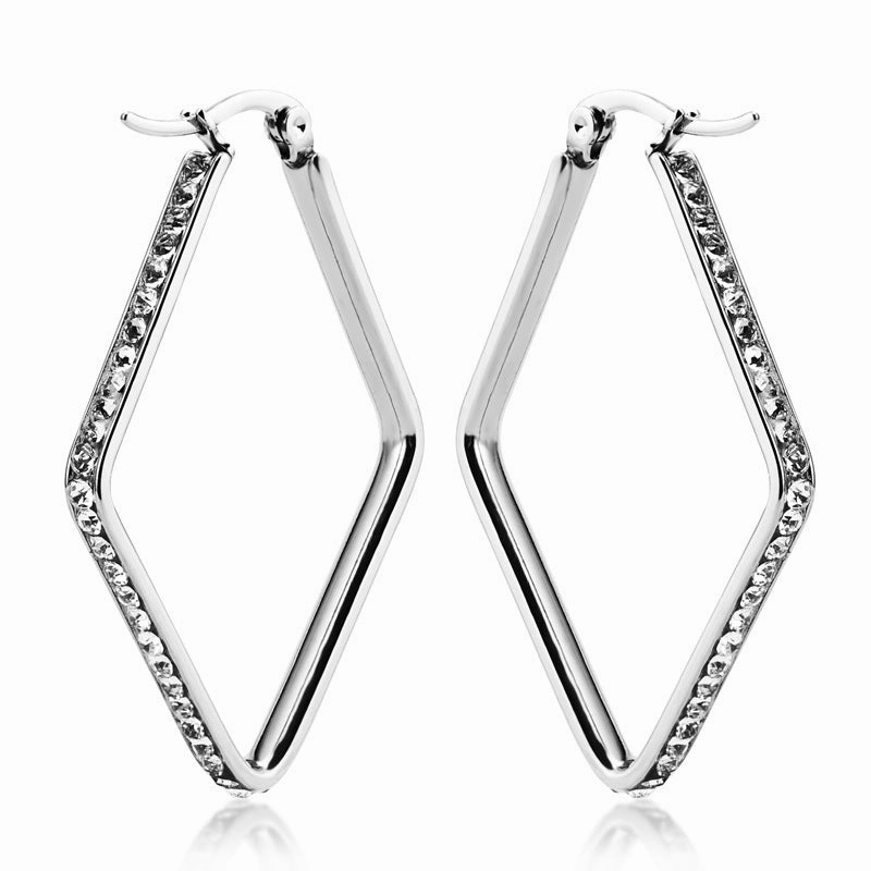 Wholesale titanium steel rhombus earrings