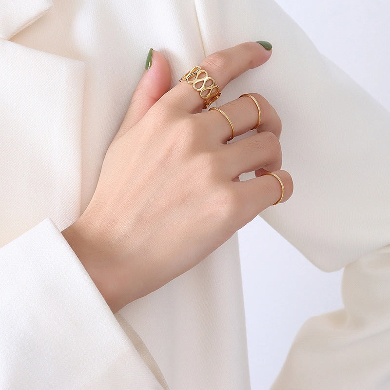 Wholesale Titanium Steel Ring Plated with 18k Real Gold Ring