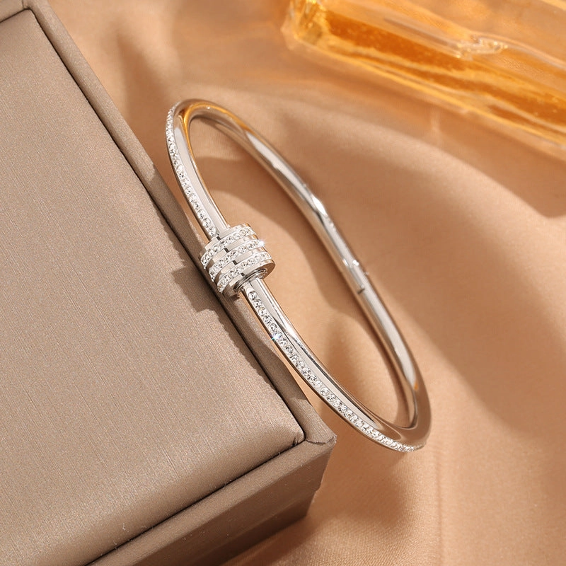 Wholesale Titanium Steel Rose Gold Inlaid Diamond Plated Non Fading Bracelets