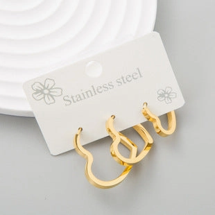Wholesale Titanium Steel Round Beaded Flower Earrings