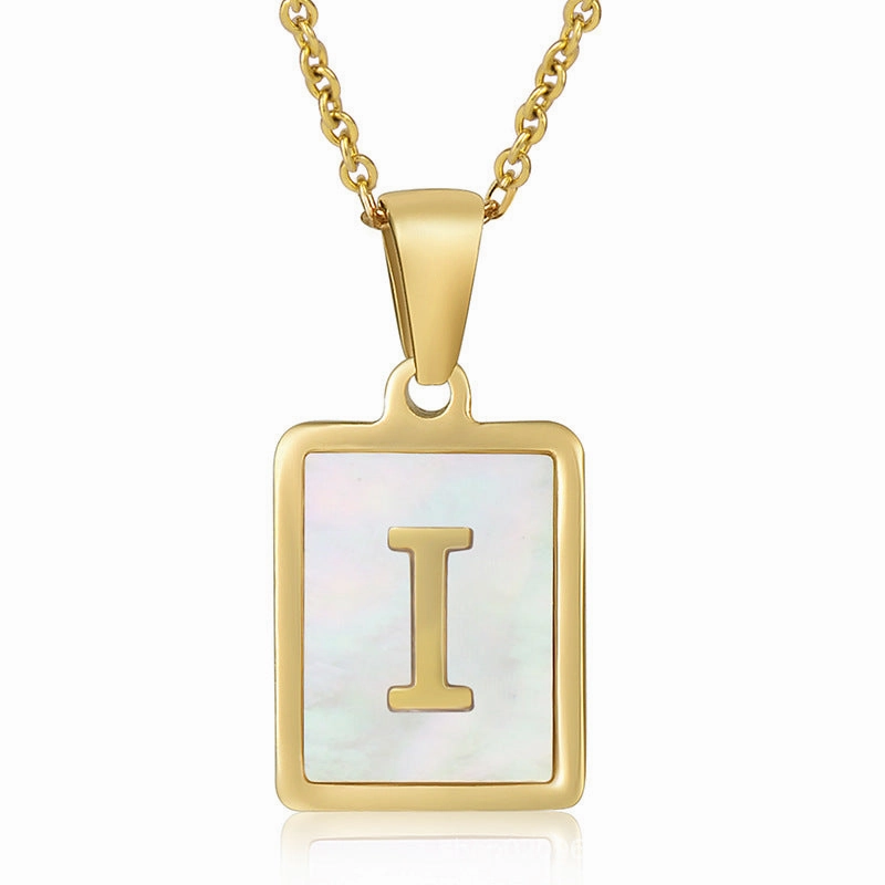 Wholesale Titanium Steel Shell Alphabet 18K Gold Necklace