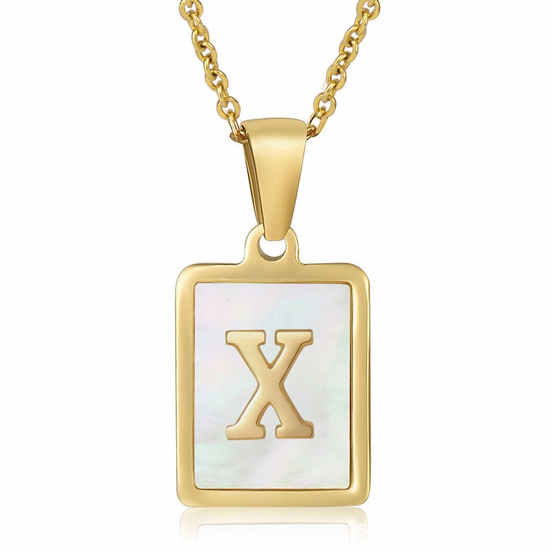 Wholesale Titanium Steel Shell Alphabet 18K Gold Necklace