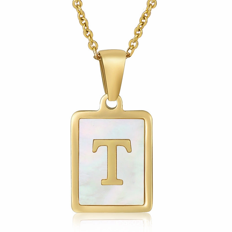 Wholesale Titanium Steel Shell Alphabet 18K Gold Necklace
