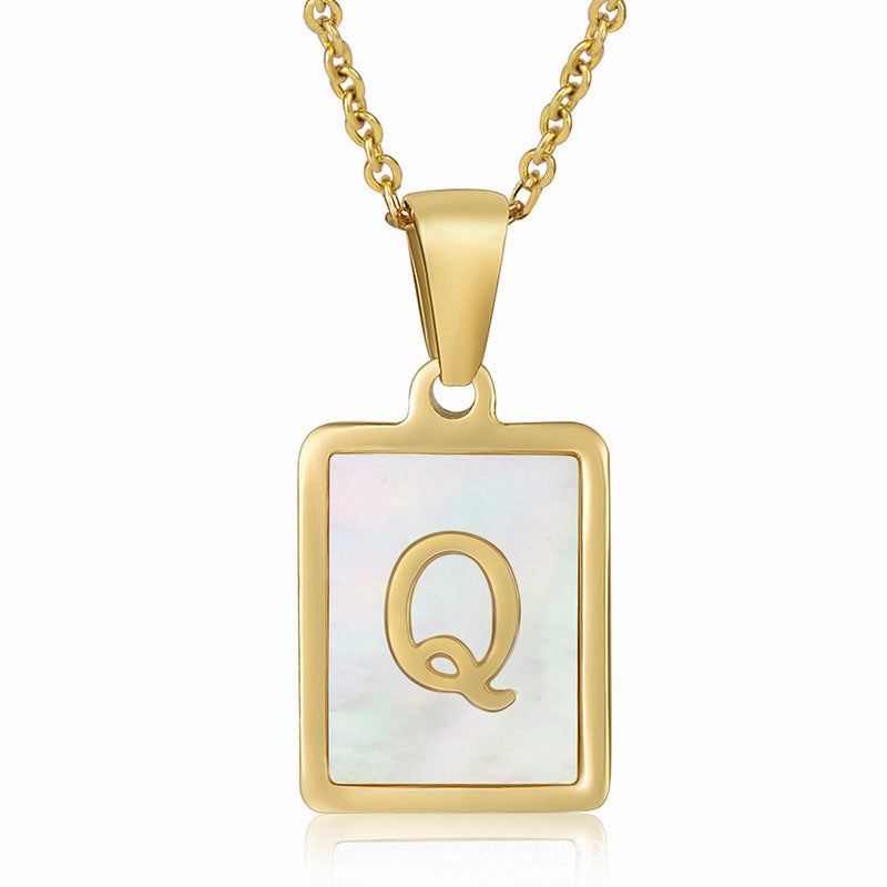 Wholesale Titanium Steel Shell Alphabet 18K Gold Necklace