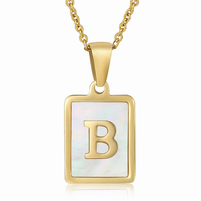 Wholesale Titanium Steel Shell Alphabet 18K Gold Necklace