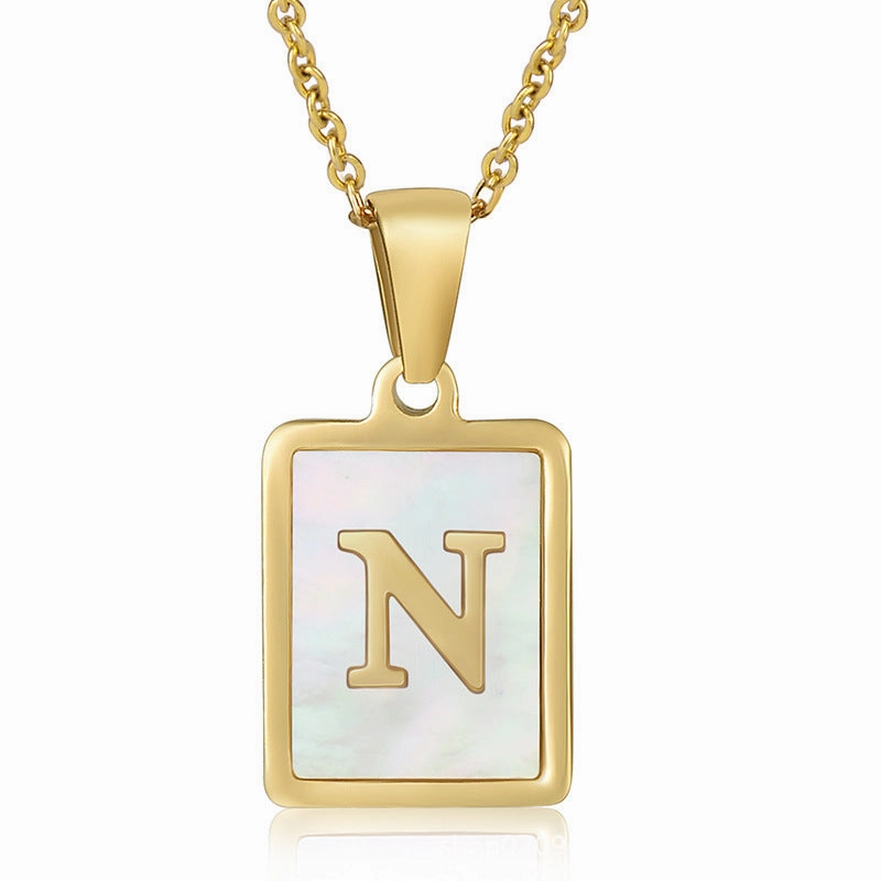 Wholesale Titanium Steel Shell Alphabet 18K Gold Necklace