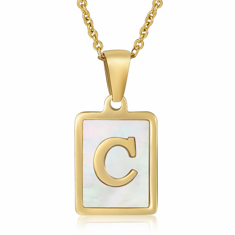 Wholesale Titanium Steel Shell Alphabet 18K Gold Necklace