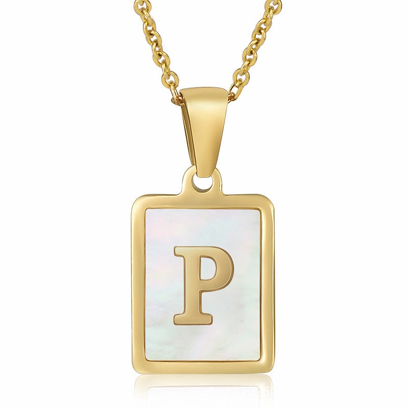 Wholesale Titanium Steel Shell Alphabet 18K Gold Necklace