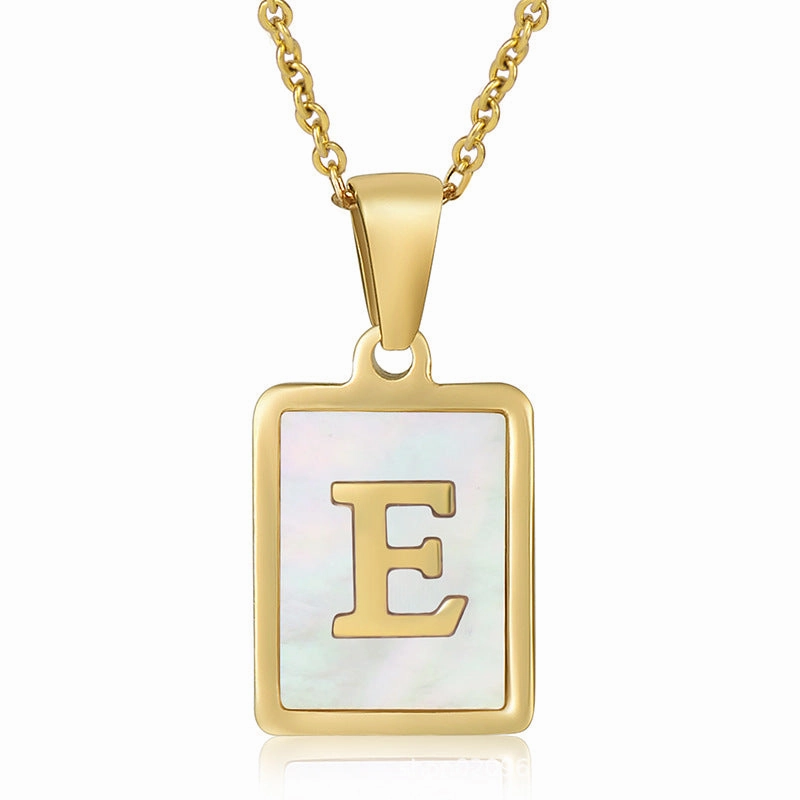 Wholesale Titanium Steel Shell Alphabet 18K Gold Necklace