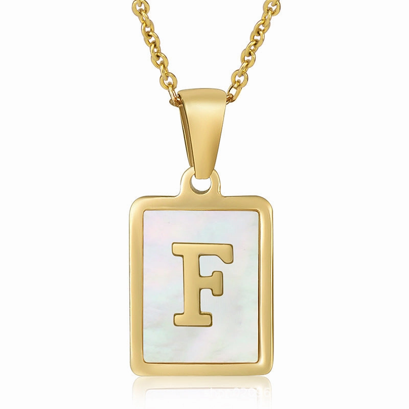 Wholesale Titanium Steel Shell Alphabet 18K Gold Necklace
