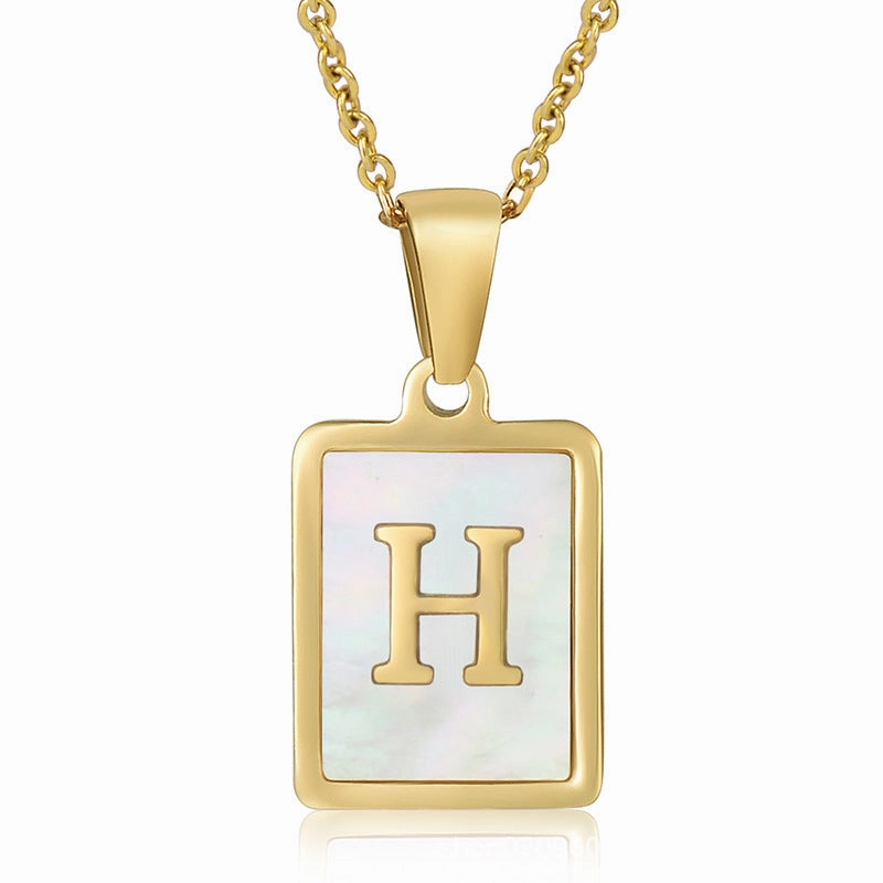 Wholesale Titanium Steel Shell Alphabet 18K Gold Necklace
