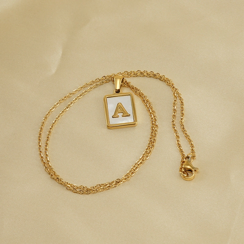 Wholesale Titanium Steel Shell Alphabet 18K Gold Necklace