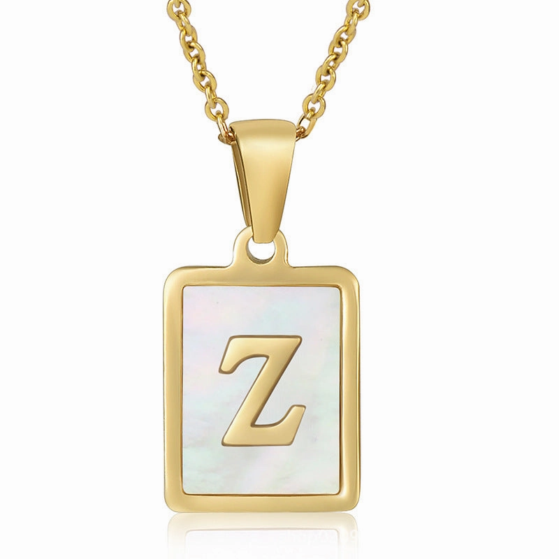 Wholesale Titanium Steel Shell Alphabet 18K Gold Necklace
