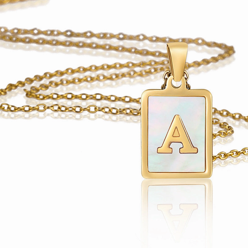 Wholesale Titanium Steel Shell Alphabet 18K Gold Necklace